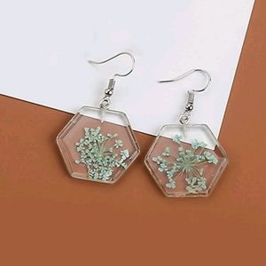 Flower Decor Geometric Drop Earrings